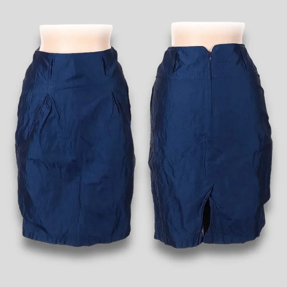 ARMANI COLLEZIONI PENCIL WIGGLE BODYCON SKIRT BLUE MEDIUM 6 - Picture 2 of 9